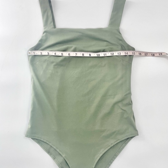 Reoria Viral Amazon TikTok Army Green Full Coverage Lined Square Neck Bodysuit L - Picture 6 of 7